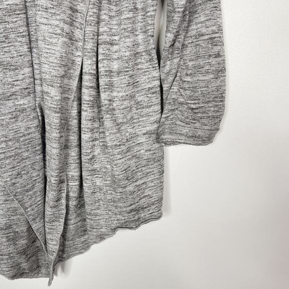 Athleta M Spacedye Gray Heather Drape Cardigan Sweater Open Front 3/4 Sleeve - Picture 4 of 10